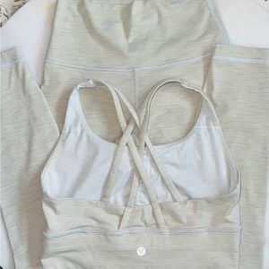 Lululemon set wunder tights size 4 energy bra size 6 color light beige